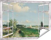 Gards Tuinposter Doorkijk De Trekvliet bij Rijswijk - Jan Hendrik Weissenbruch - 90x60 cm - Tuindoek - Tuindecoratie - Wanddecoratie buiten - Tuinschilderij