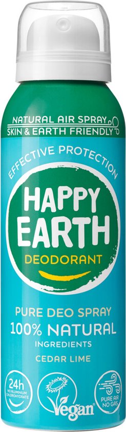 Happy Earth 100% Natuurlijke Deodorant Natural Air Spray Cedar Lime 100 ml