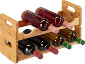 Relaxdays wijnrek voor 8 flessen - flessenrek - flessenhouder - bamboe - wijnstandaard