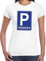 Pensioen P cadeau t-shirt wit dames XL