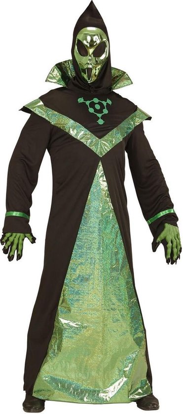 Widmann - Alien Kostuum - Ufo Buitenaards Wezen Kostuum - Groen - Small - Carnavalskleding - Verkleedkleding