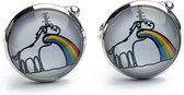 Manchetknopen - Rainbow Puking Unicorn Cartoon