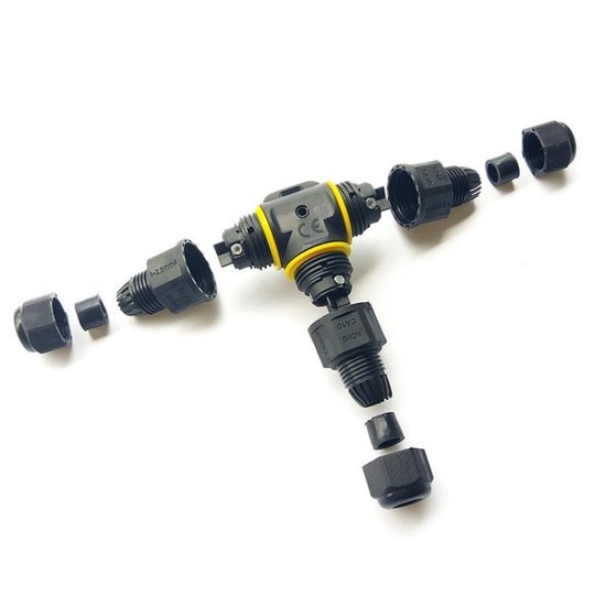 3 Stks IP68 Waterdichte 3 Manier Aansluitdoos Elektrische Kabel Connector T Vorm Outdoor Aansluitdoos voor 5mm-10mm Kabel