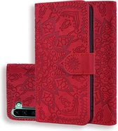 Samsung Galaxy Note 10 - Flip hoes, cover, case - TPU - PU Leder - Rood bloem