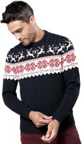 | Foute gebreide kersttrui navywit Nordic print Kersttrui Winter wonderland voor heren (gebreide truien