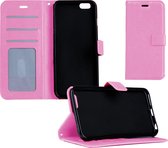Hoesje Geschikt voor iPhone 5SE Hoesje Book Case Hoes Portemonnee Cover Walletcase - Hoes Geschikt voor iPhone 5SE Hoes Bookcase Hoesje - Licht Roze