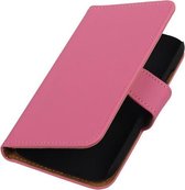 Motorola Moto E (2nd gen) Effen Booktype Wallet Hoesje Roze - Cover Case Hoes