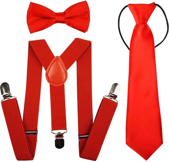 Fako Fashion® - Bretelles, nœud papillon et cravate pour enfants - Rouge |  bol.