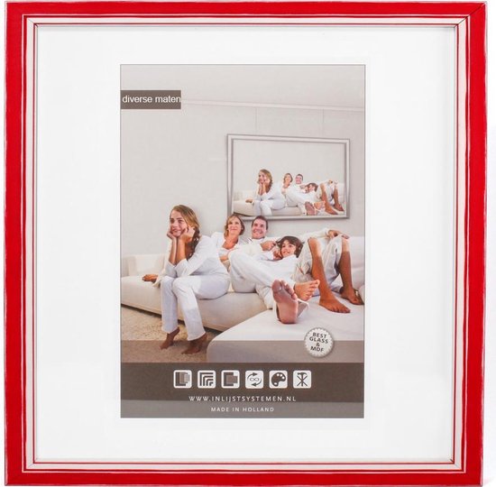 Franje postkantoor Lada 3D Houten Wissellijst - Fotolijst - 30x30 cm - Helder Glas - Rood / Wit met  Spacer | bol.com