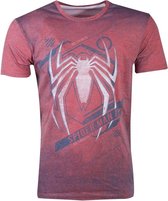 Marvel Spiderman Heren Tshirt -2XL- Acid Wash Spider Rood