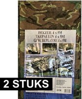 2x Groene camouflage afdekzeilen / dekzeilen - 470 x 364 cm - Dekkleed / zeil