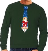 Foute kersttrui / sweater stropdas met kerstman print groen voor heren XL (54)