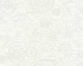 A.S. Création behangpapier bloemmotief wit en grijs - AS-358161 - 53 cm x 10,05 m