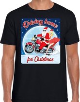 Fout Kerstshirt / t-shirt - Driving home for christmas - motorliefhebber / motorrijder / motor fan zwart voor heren - kerstkleding / kerst outfit L