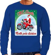 Foute Kersttrui / sweater - MC Santa North Pole division - motorliefhebber / motorrijder / motor fan - motorliefhebber / motorrijder / motor fan - blauw voor heren - kerstkleding / kerst outf