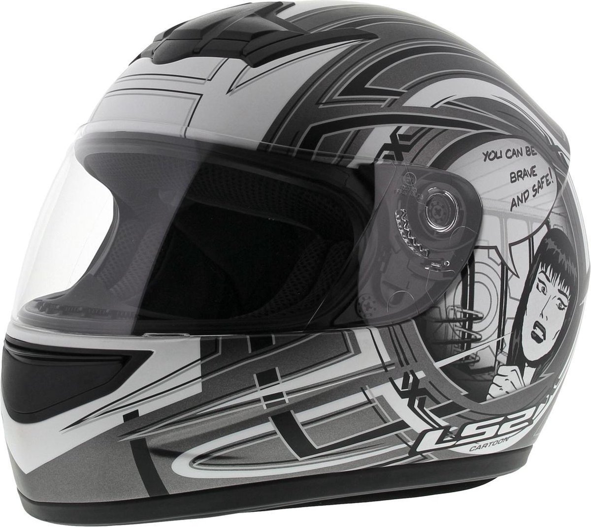 LS2 FF350 Helm Cartoon mat antraciet zilver