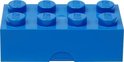 Blauwe LEGO opbergdoos, zoals een steen met acht noppen.
