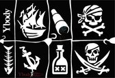 Glitter tattoo sjablonen A5 vel Stencil : Pirates Y body