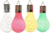 4x Buiten LED wit/groen/geel/rood peertjes solar verlichting 14 cm - Tuinverlichting - Tuinlampen - Solarlampen zonne-energie