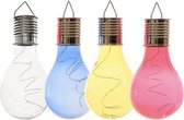 4x Buiten LED wit/blauw/geel/rood peertjes solar verlichting 14 cm - Tuinverlichting - Tuinlampen - Solarlampen zonne-energie