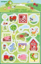 Unique Stickervellen Farm Party Multicolor 35,5 Cm 4 Stuks