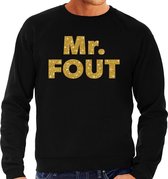 Mr. Fout sweater -  gouden glitter tekst trui zwart heren - Foute party kleding S