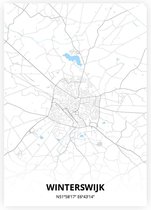 Winterswijk plattegrond - A3 poster - Zwart blauwe stijl