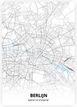Berlijn plattegrond - A4 poster - Zwart blauwe stijl