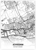 Schiedam plattegrond - A2 poster - Zwart witte stijl