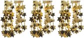 3x Kerstslinger sterren kralen goud 270 cm - Guirlande kralenslingers - Gouden kerstboom versieringen