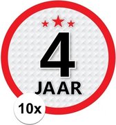 10x 4 Jaar leeftijd stickers rond 15 cm - 4 jaar verjaardag/jubileum versiering 10 stuks