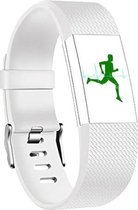 Fitbit Charge 2 siliconen bandje |Wit / White|Square patroon | Premium kwaliteit | Maat: M/L | TrendParts