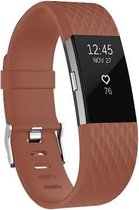 Fitbit Charge 2 siliconen bandje |Bruin / Brown |Diamant patroon | Premium kwaliteit | Maat: M/L | TrendParts