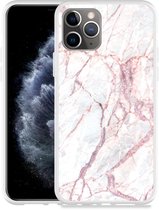 Geschikt voor Apple iPhone 11 Pro Hoesje White Pink Marble - Designed by Cazy