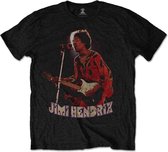 Jimi Hendrix Heren Tshirt -L- Orange Kaftan Zwart