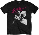 Elton John - Pink Brush Heren T-shirt - S - Zwart
