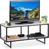 Relaxdays tv meubel wit - televisietafel - tv tafel - houtlook - tv dressoir - 2 vakken