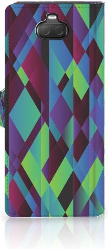 PU Cuir Premium Flip Case pour Sony Xperia 10 Coque Résumé Vert Bleu