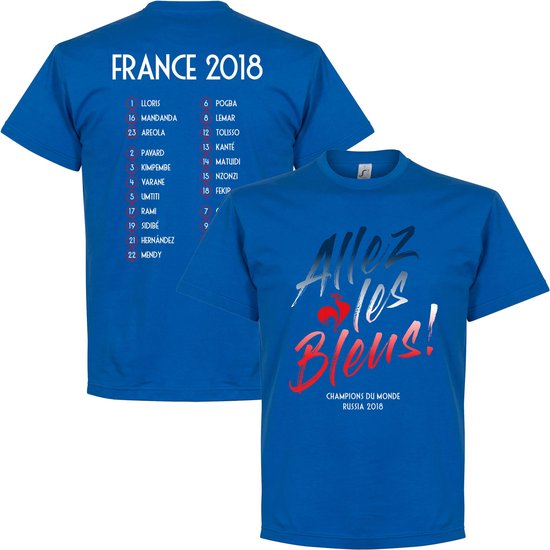 Foto: Frankrijk allez les bleus wk 2018 winners selectie t shirt kinderen 128
