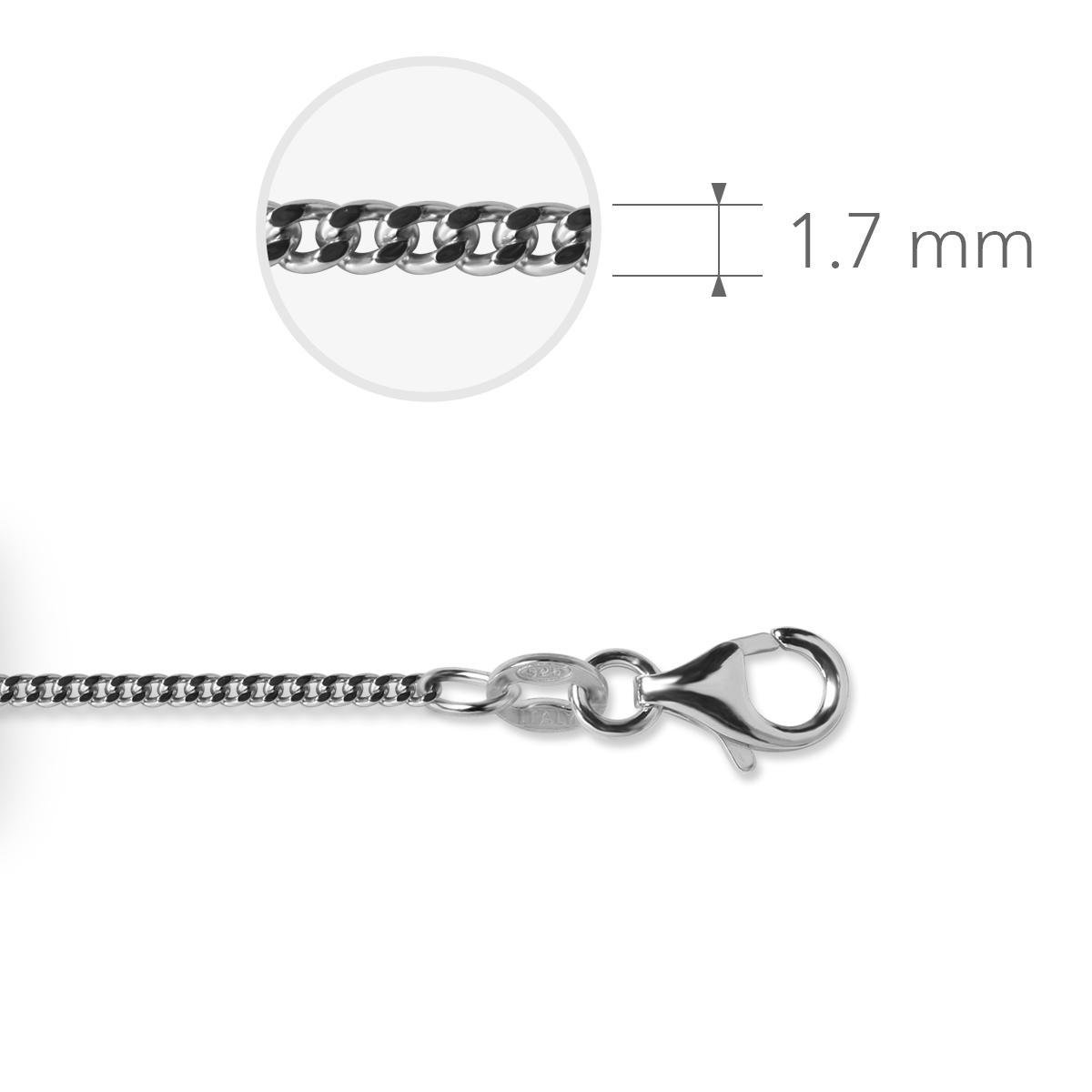Jewels Inc. - Gourmet Ketting met Karabijnsluiting - 1.7mm Dik - Lengte 60cm - Gerhodineerd Zilver 925
