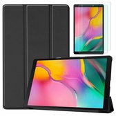 Tablet Hoes geschikt voor Samsung Galaxy Tab A 10.1 (2019) - Tri-Fold Book Case + Screenprotector - Zwart