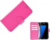 Pearlycase® Echt Leder Wallet Bookcase Samsung Galaxy S7 - Roze Effen