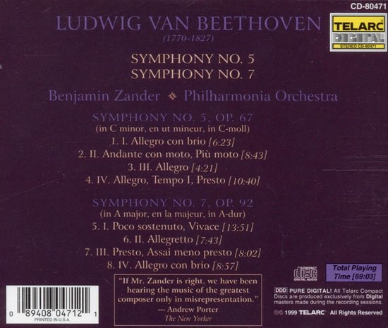 CD-hoes van Beethoven symfonieën 5 & 7 door Benjamin Zander en Philharmonia Orchestra