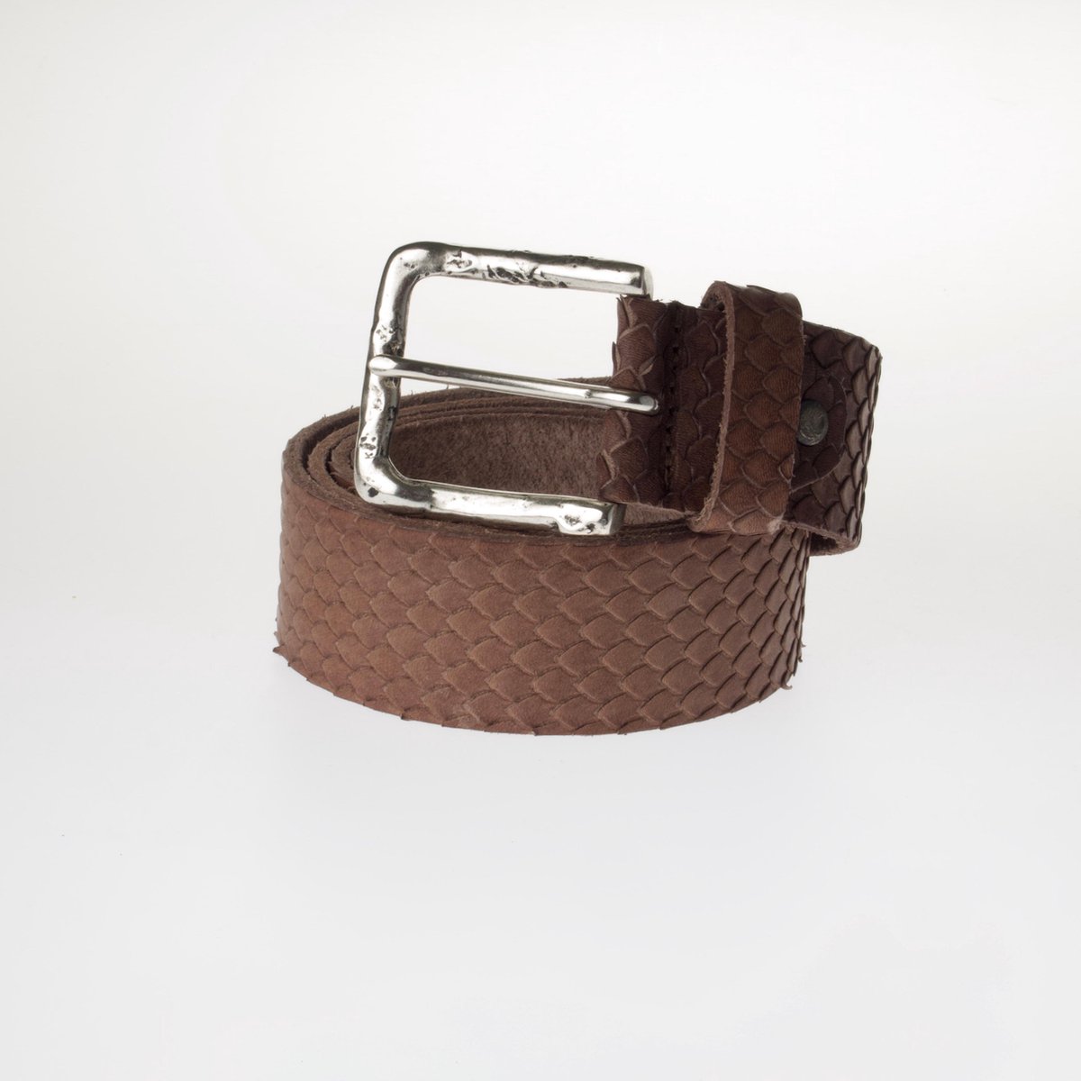 Heren Riem met schubben patroon – Taupe - 90cm / 4cm - Sluis Leder Scala