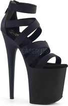 Pleaser Sandaal met enkelband, Paaldans schoenen -38 Shoes- FLAMINGO-859 Paaldans schoenen Zwart
