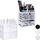 Relaxdays 2x make up organizer met 6 lades - cosmeticahouder - make-up cosmetica opslag