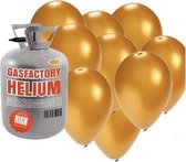 Helium tank met 50 gouden ballonnen - Goudkleurig - Heliumgas met ballonnen voor een thema feest