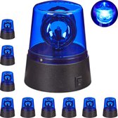Relaxdays 10x LED zwaailicht blauw - batterijen - zwaailamp - feestverlichting reflectoren