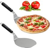 Relaxdays 2x pizzaschep met houten handvat - pizzaspatel - roestvrij staal - pizza schep