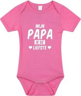 Mijn papa is de liefste tekst baby rompertje roze meisjes - Kraamcadeau - Babykleding 80 (9-12 maanden)